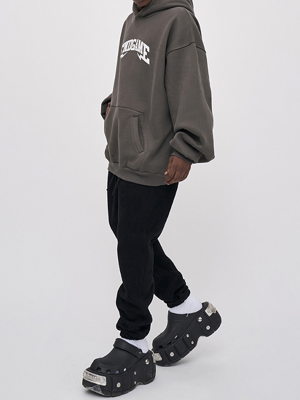 Übergroßer Kapuzenpullover mit Buchstaben-Print für Herren-2