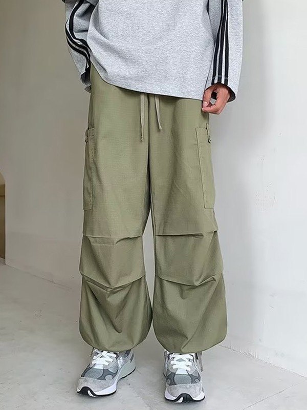 Geraffte Cargohose mit geradem Bein für Herren-1